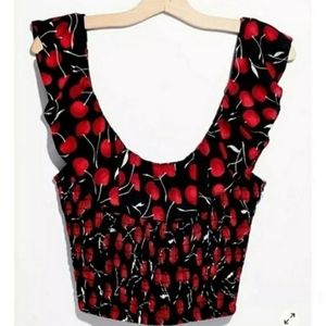 Free People Sasha Smocked Cherry Tank